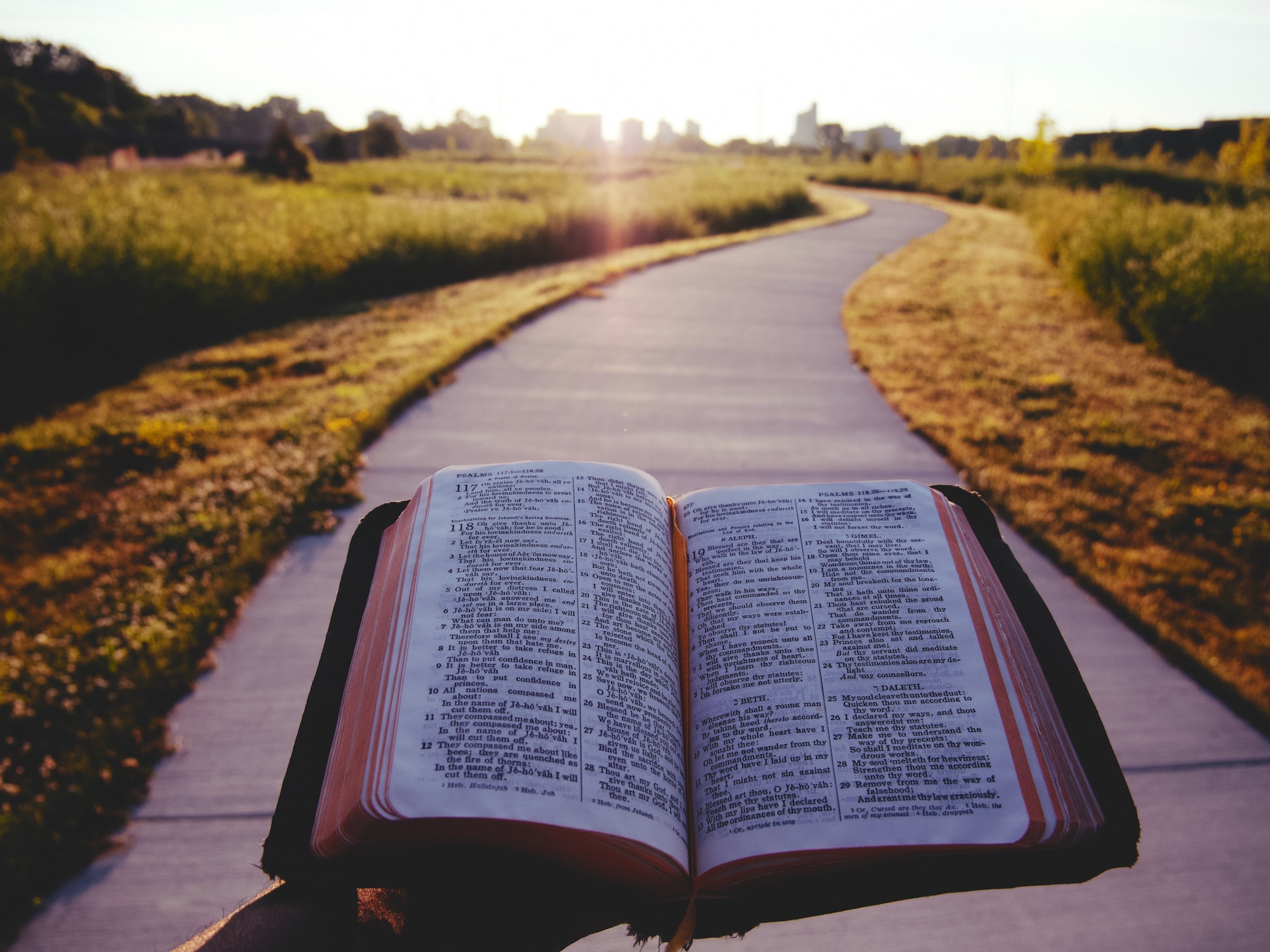 aaron-burden-4uX_r8OhJ_o-unsplash Bible on walk